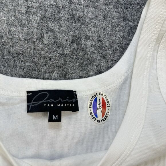 Paris Van Master Tank Top Women Medium White Silver Metallic Made in France Soft - Picture 3 of 12